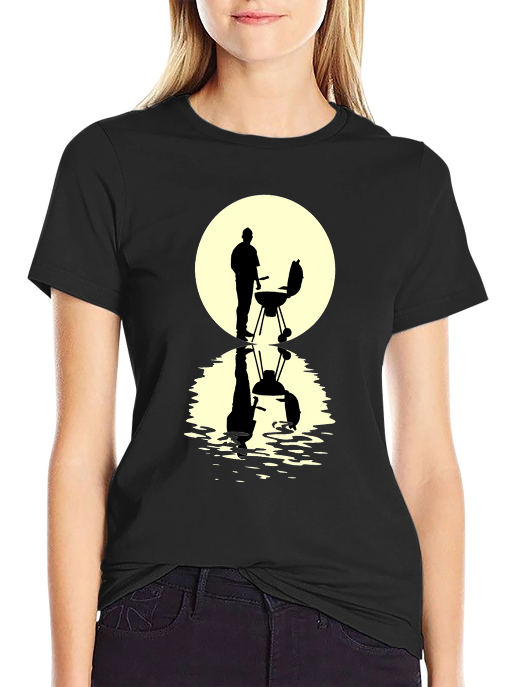BBQ Silhouette Graphic Tee - Black Casual T-Shirt