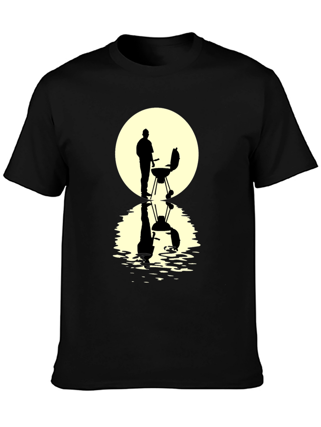 BBQ Silhouette Graphic Tee - Black Casual T-Shirt