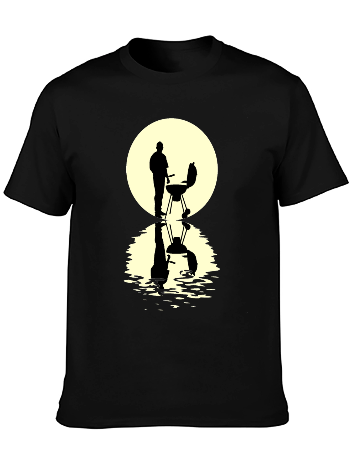 BBQ Silhouette Graphic Tee - Black Casual T-Shirt