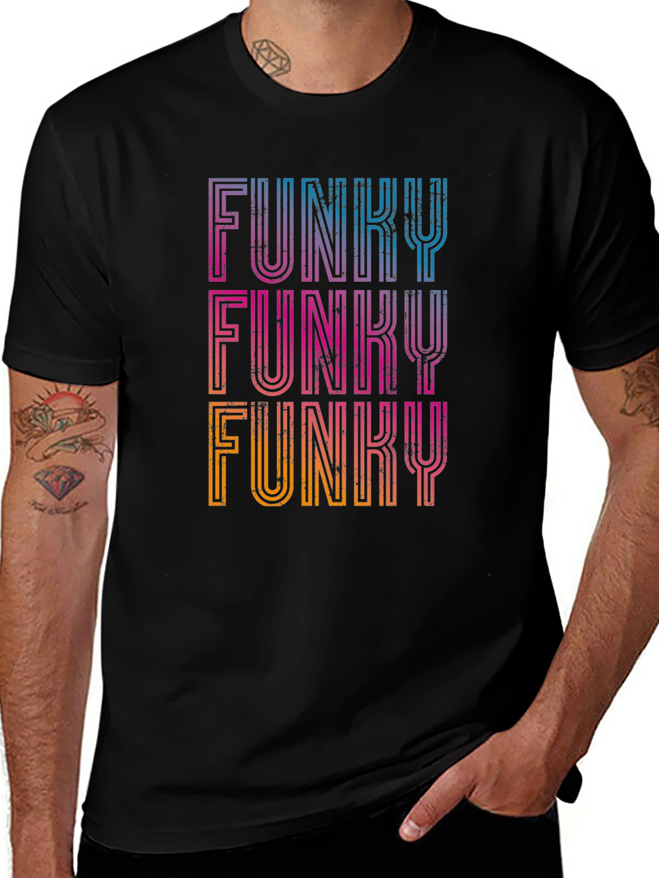 Funky Retro Graphic Tee - Black