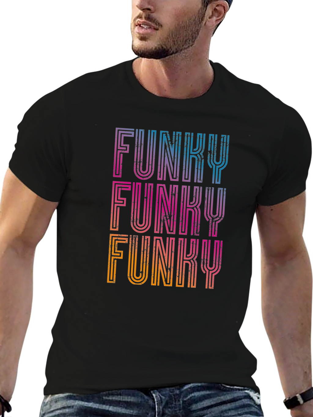 Funky Retro Graphic Tee - Black