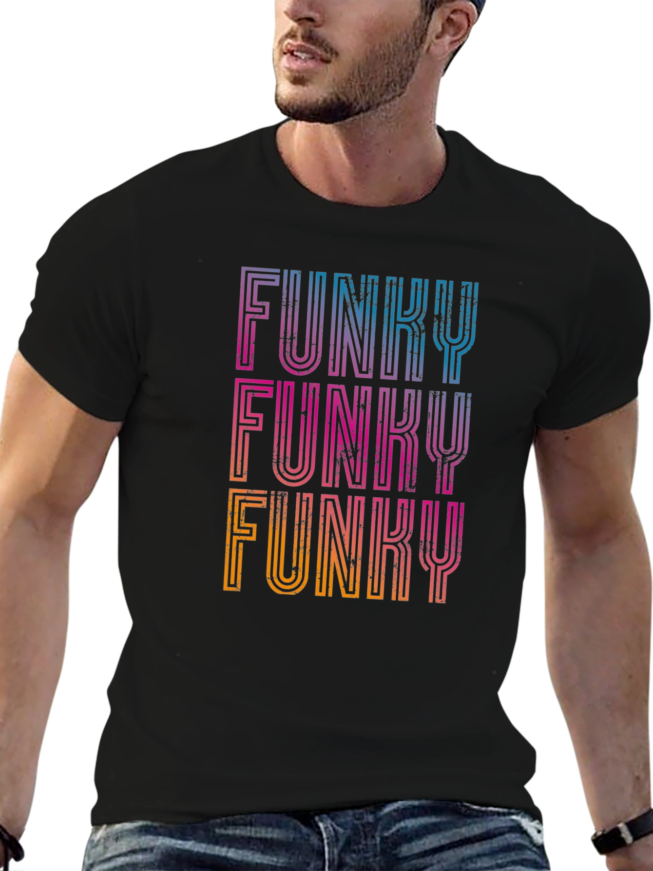 Funky Retro Graphic Tee - Black