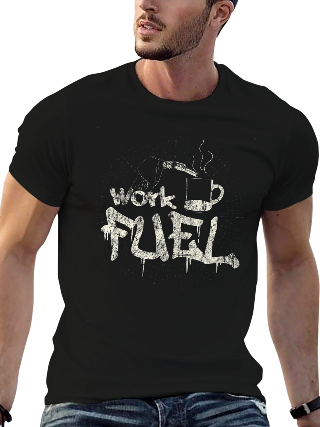 Work Fuel Coffee T-Shirt - Mens Black Tee