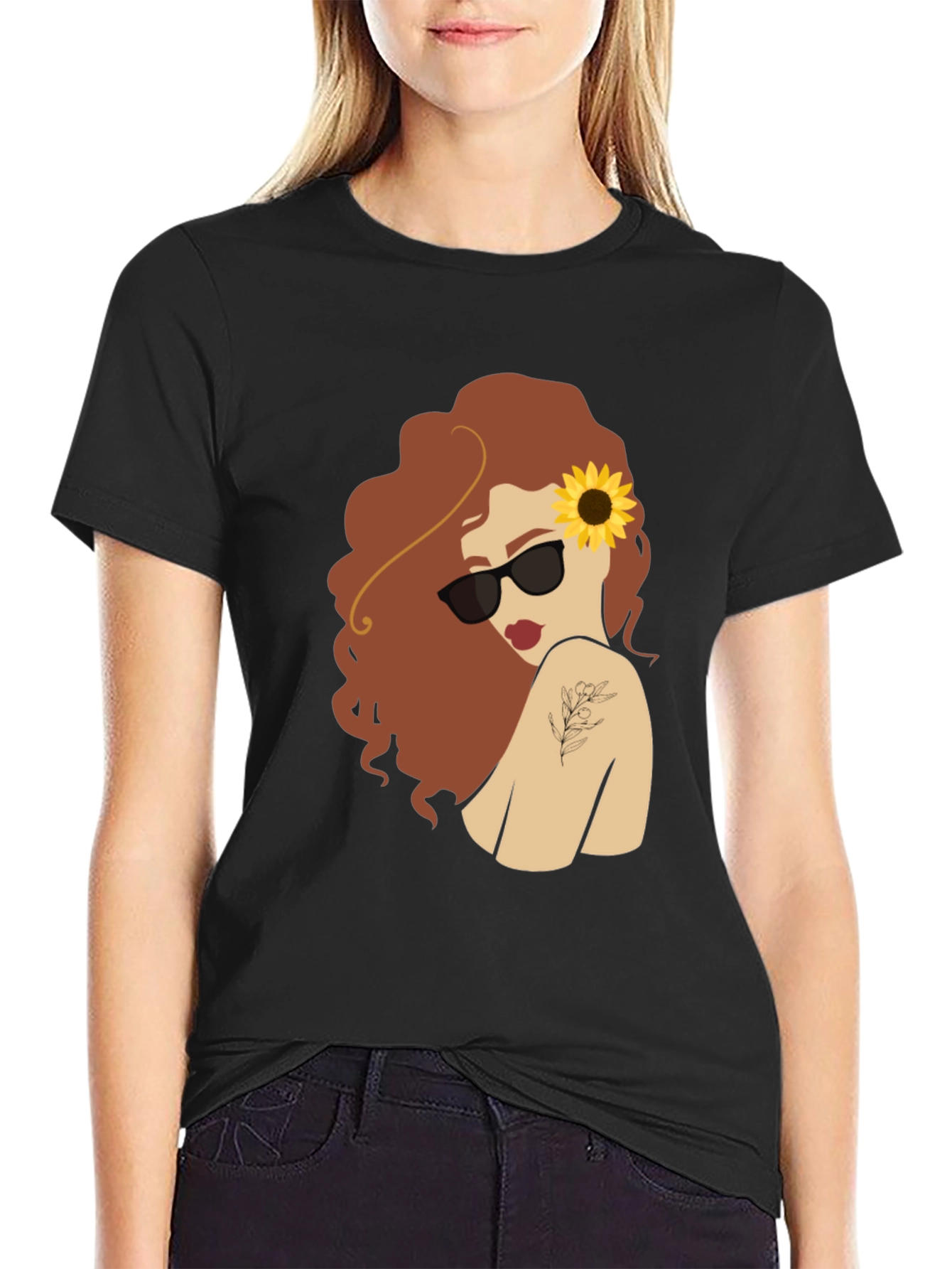Sunflower Girl Graphic T-Shirt - Unique Fashion Tee