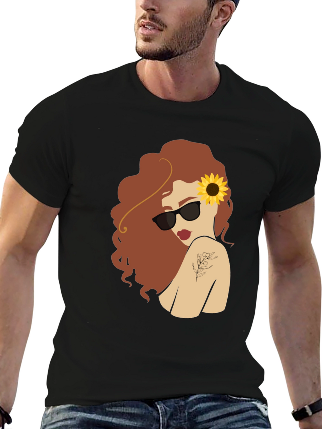 Sunflower Girl Graphic T-Shirt - Unique Fashion Tee