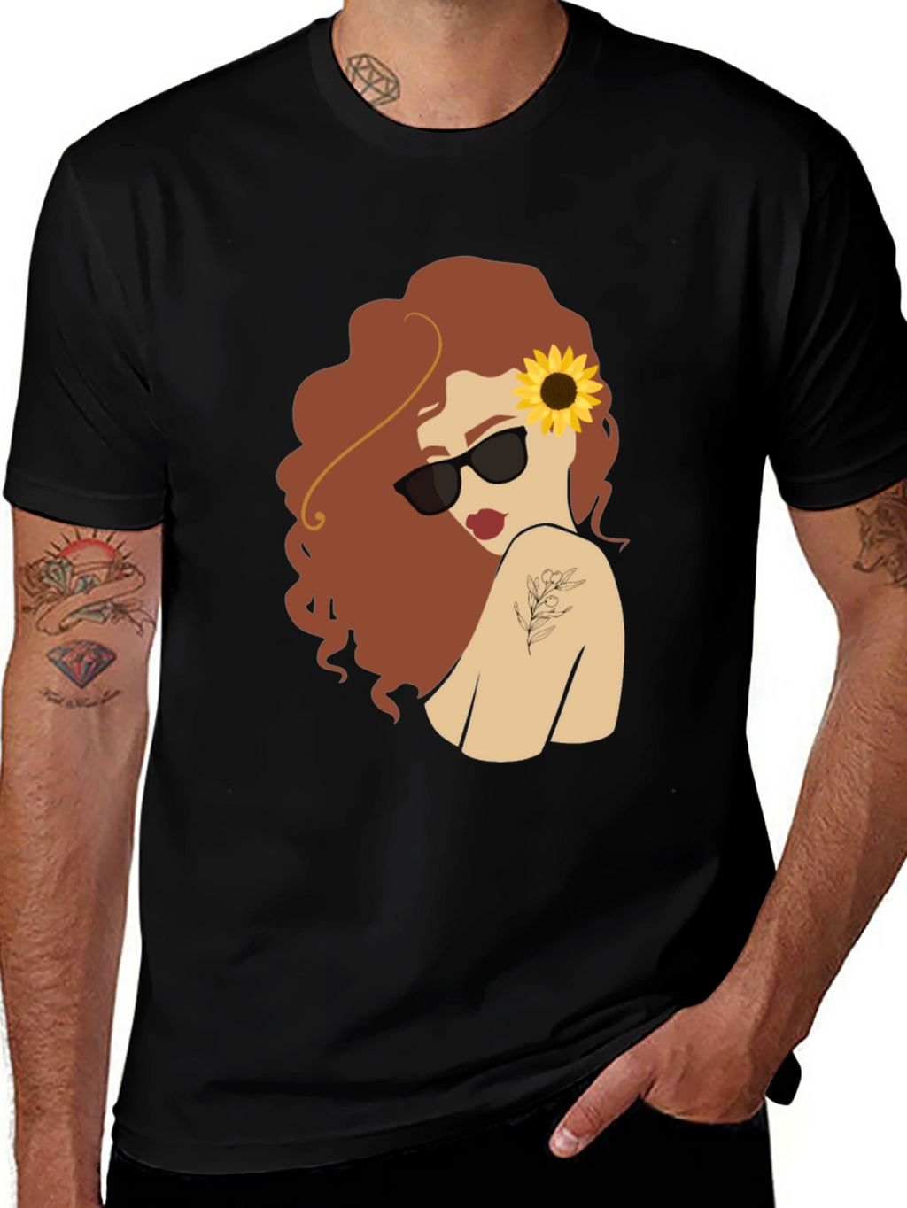 Sunflower Girl Graphic T-Shirt - Unique Fashion Tee